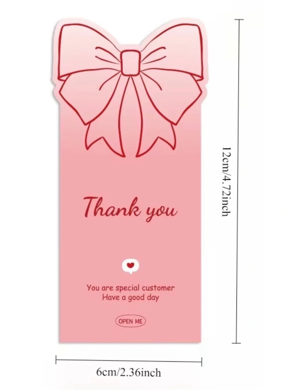 Pink Thank You Gift Tag with Bow Sticker- 50pcs